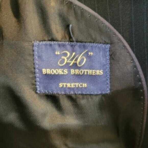 346 Brooks Brothers Wool Blend Pin Striped Blazer Jacket Black - Picture 3 of 7